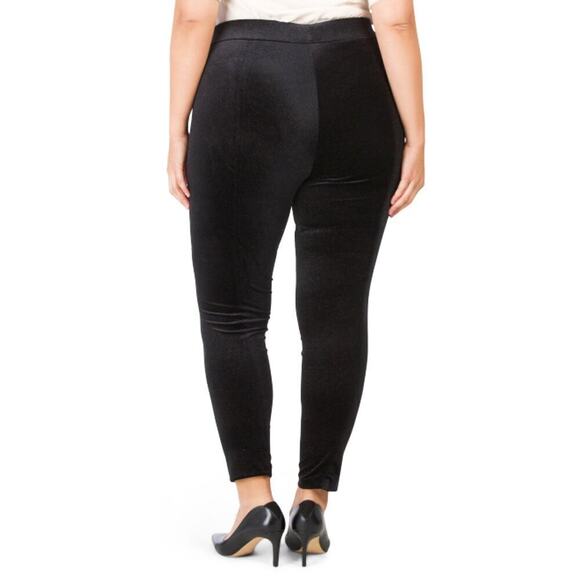 New Vince Camuto Women's Plus Sparkle Velvet High Rise Pants Ankle Leggings - Picture 2 of 8